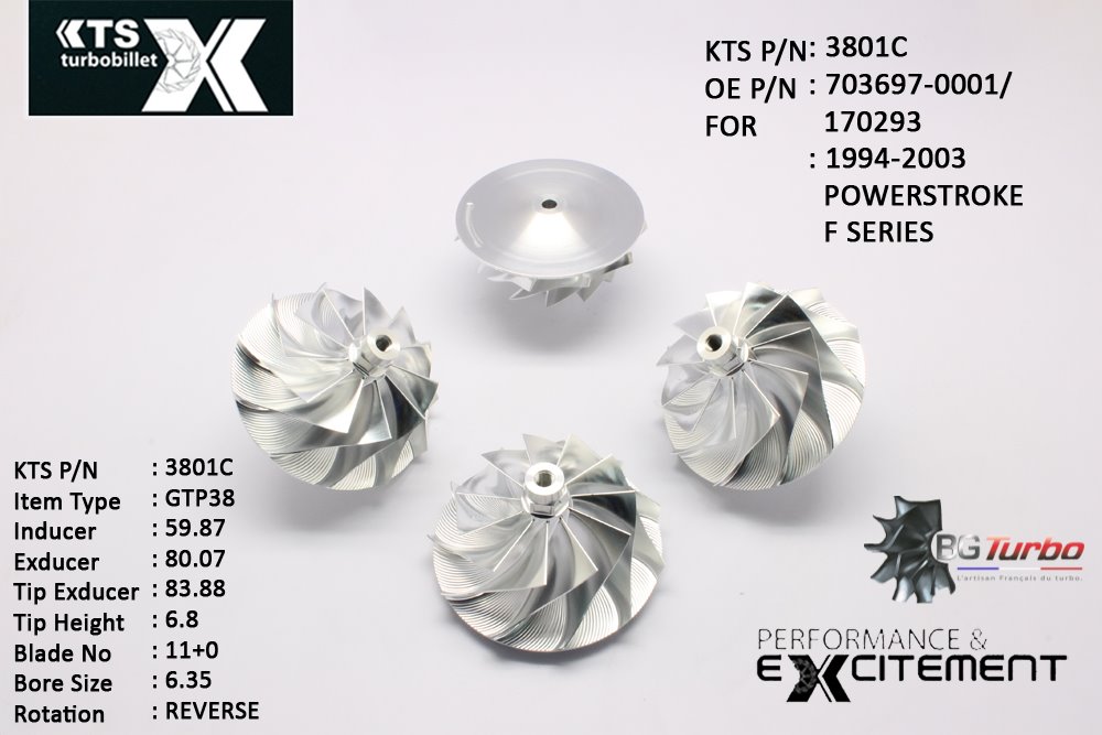 Turbo ROUE FORGÉE MFS PERFORMANCE - 11+0 PALES - INDUCER : 59,87 - EXDUCER : 80,07 - TYPE : GTP38ANGLE : 45° - ROTATION : Reverse - SUPER BACK : 4,94 - BORE SIZE : 6,35
